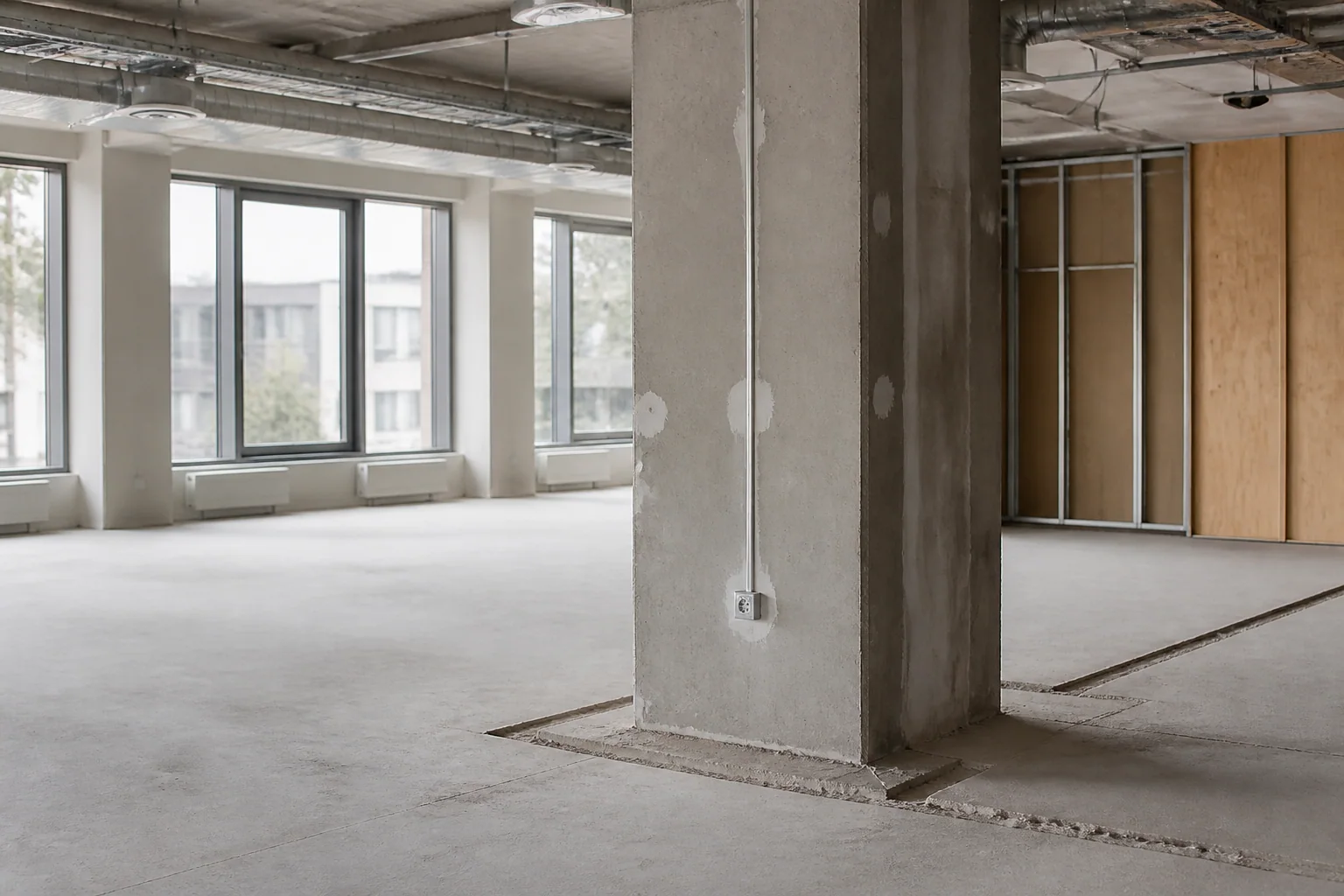 Illustrative unfinished commercial interior